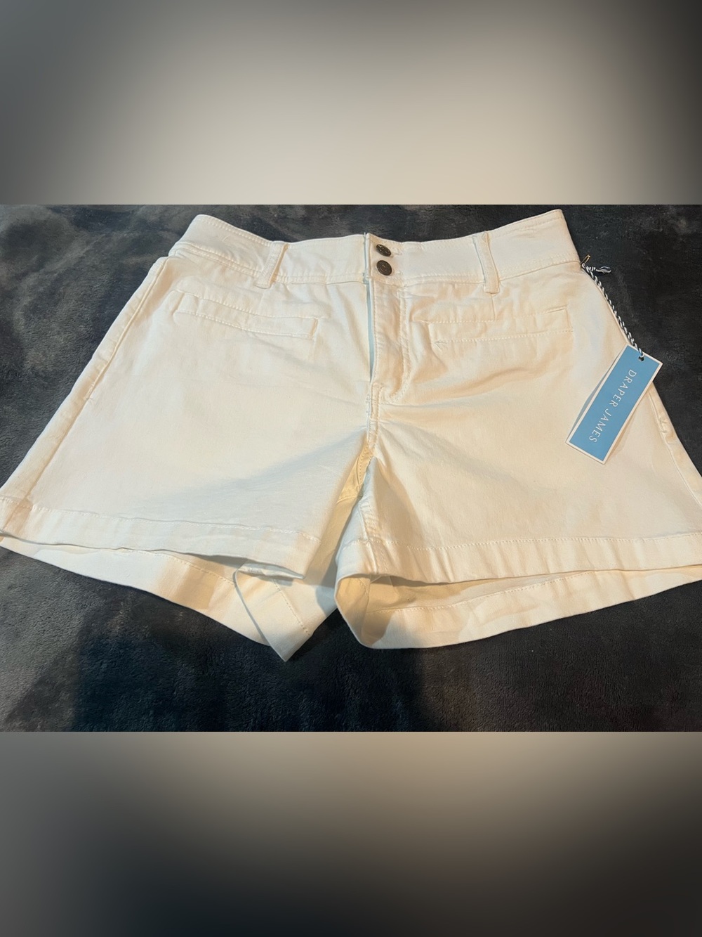 Draper James Cream High-Waist Cotton Shorts